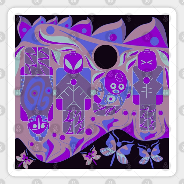 purple aztec alien brick in soccer toy ecopop Magnet by jorge_lebeau